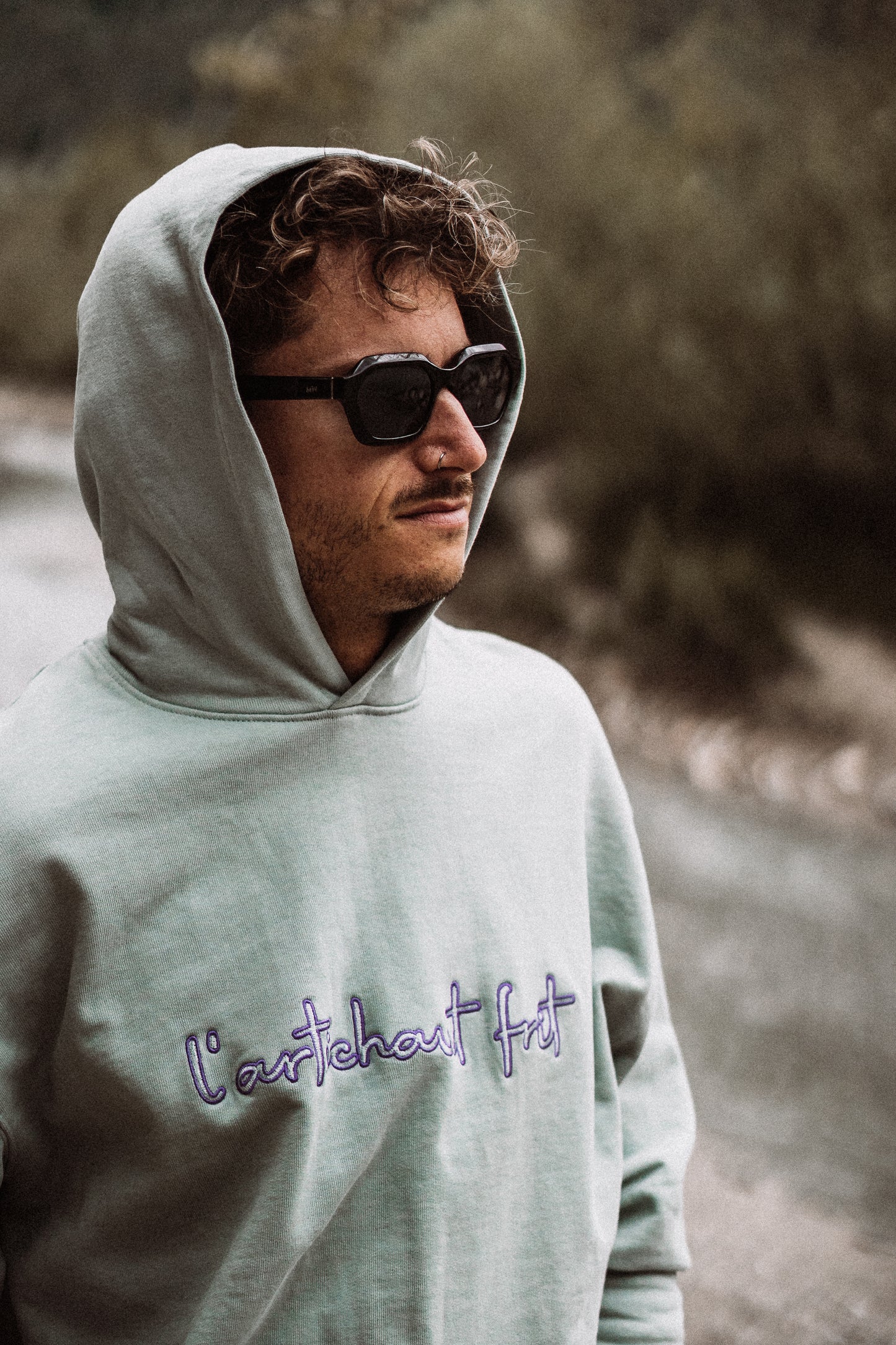 Embroidery Hoodie aloe lila