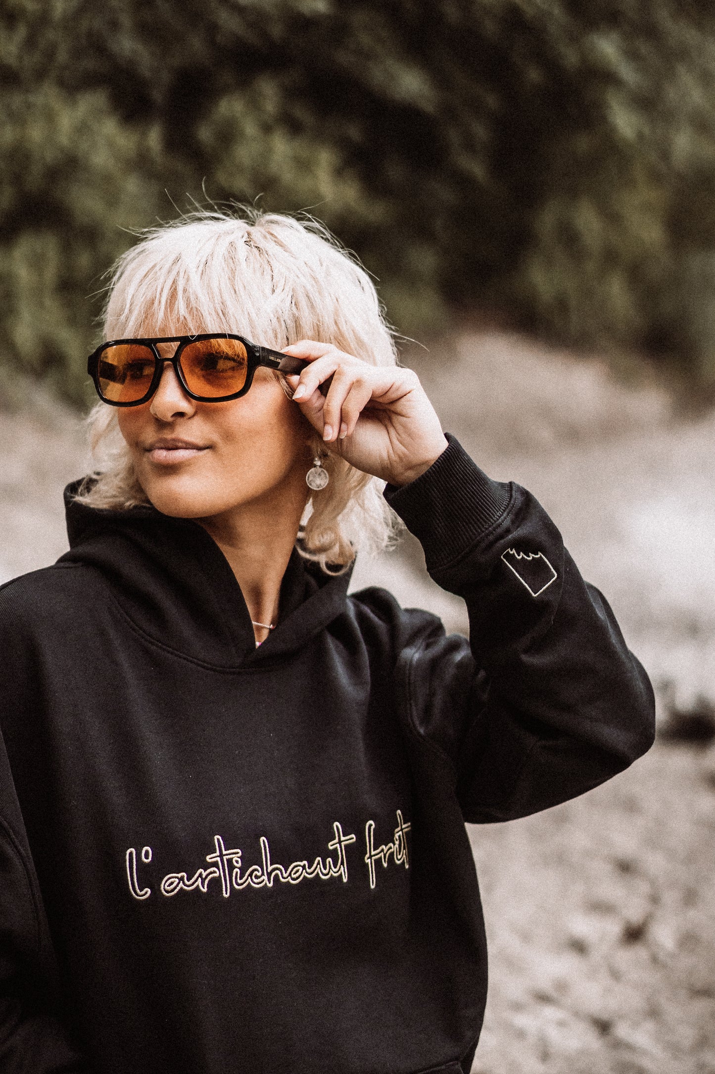 Embroidery Hoodie black lemon