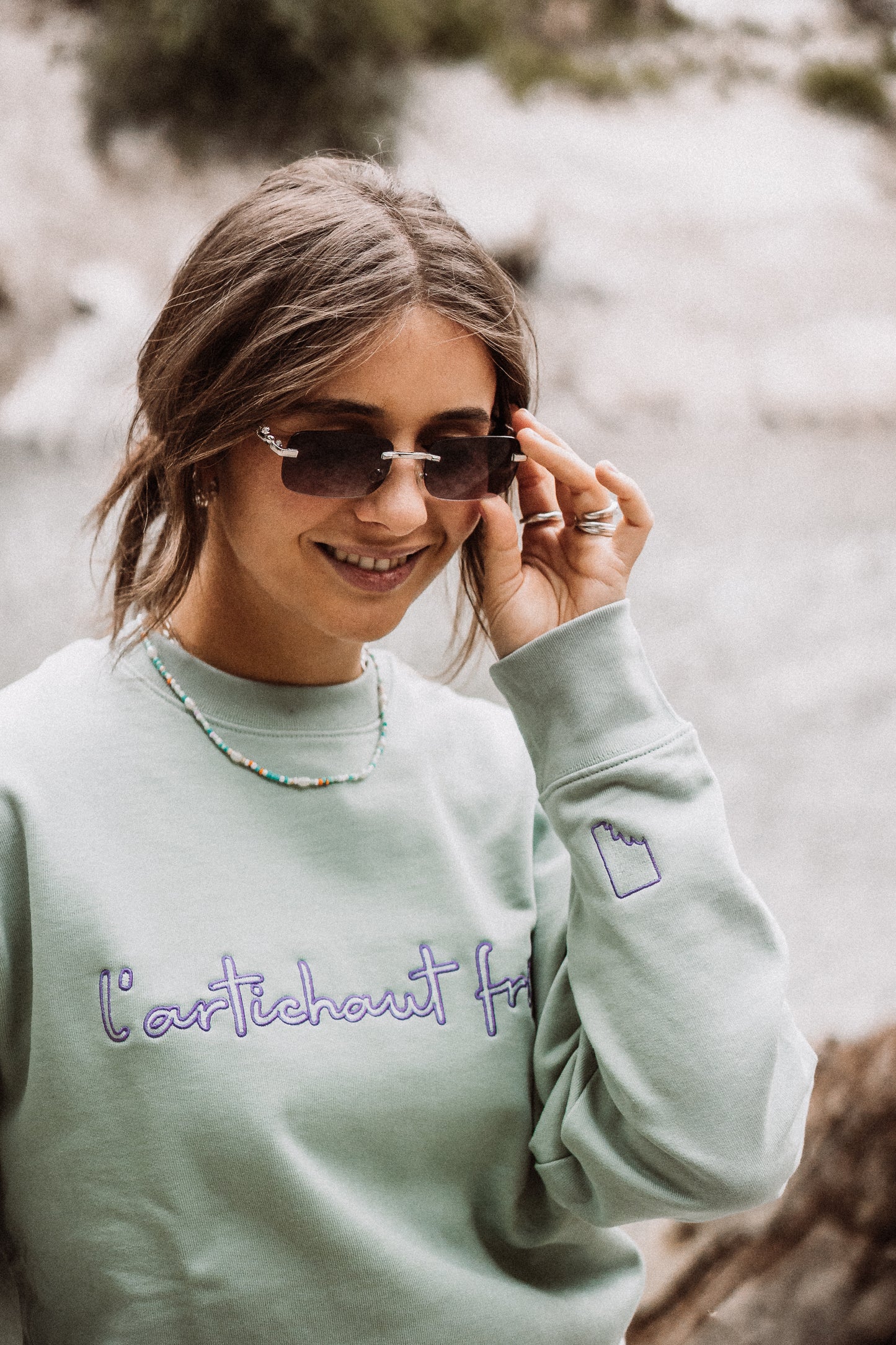 Embroidery Sweater aloe lila