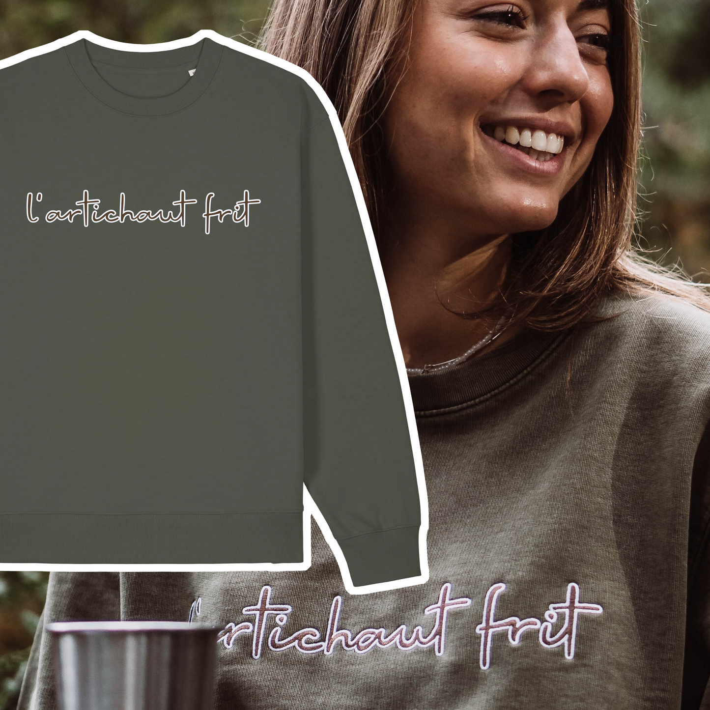 Embroidery Sweater olive