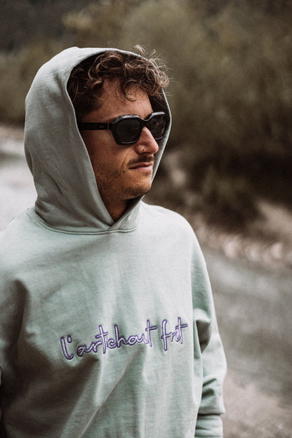 Embroidery Hoodie aloe lila