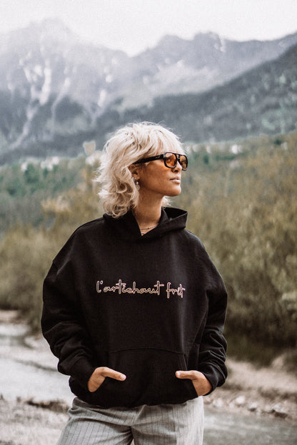 Embroidery Hoodie black lemon