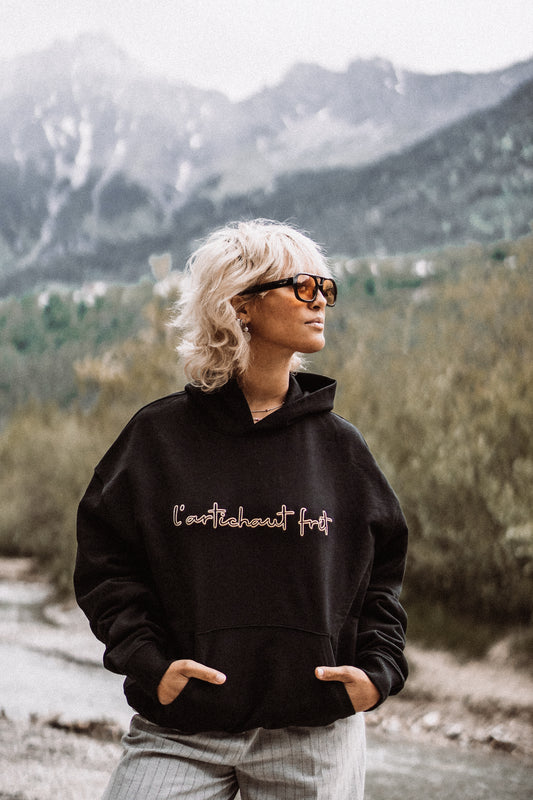 Embroidery Hoodie black lemon