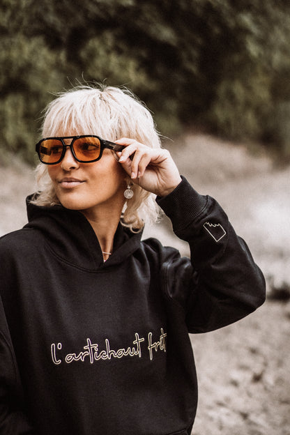 Embroidery Hoodie black lemon